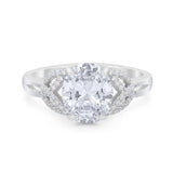 Oval Moissanite Triquetra Trinity Ring 925 Sterling Silver