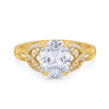 Art Deco Oval Natural Stone Trinity Ring