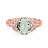 Art Deco Oval Natural Stone Trinity Ring