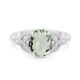 Art Deco Oval Natural Stone Trinity Ring