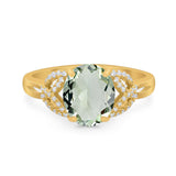 Art Deco Oval Natural Stone Trinity Ring