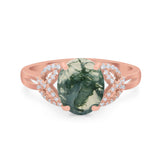 Art Deco Oval Natural Stone Trinity Ring