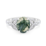 Art Deco Oval Natural Stone Trinity Ring