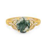 Art Deco Oval Natural Stone Trinity Ring
