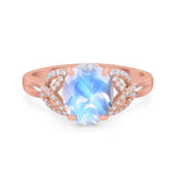 Art Deco Oval Natural Stone Trinity Ring