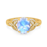 Art Deco Oval Natural Stone Trinity Ring