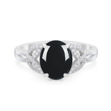 Art Deco Oval Natural Stone Trinity Ring