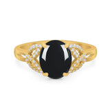 Art Deco Oval Natural Stone Trinity Ring