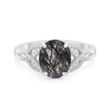 Art Deco Oval Natural Stone Trinity Ring