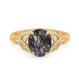 Art Deco Oval Natural Stone Trinity Ring