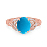 Art Deco Oval Natural Stone Trinity Ring