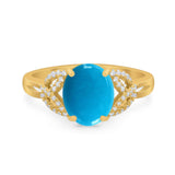 Art Deco Oval Natural Stone Trinity Ring