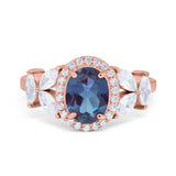 Oval Natural Stone Halo Ring