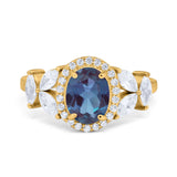 Oval Natural Stone Halo Ring