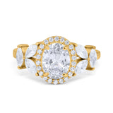 Oval Natural Stone Halo Ring