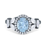 Oval Natural Stone Halo Ring