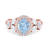 Oval Natural Stone Halo Ring