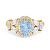 Oval Natural Stone Halo Ring