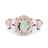 Oval Natural Stone Halo Ring