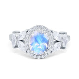 Oval Natural Stone Halo Ring