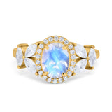 Oval Natural Stone Halo Ring