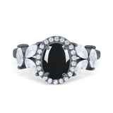 Oval Natural Stone Halo Ring