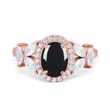 Oval Natural Stone Halo Ring