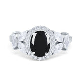 Oval Natural Stone Halo Ring