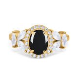 Oval Natural Stone Halo Ring