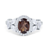 Oval Natural Stone Halo Ring