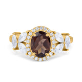 Oval Natural Stone Halo Ring