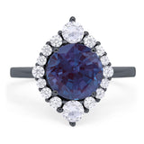 Vintage Style Round Natural Stone Halo Ring