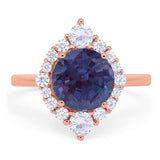 Vintage Style Round Natural Stone Halo Ring