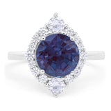 Vintage Style Round Natural Stone Halo Ring