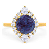 Vintage Style Round Natural Stone Halo Ring