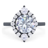 Vintage Style Round Natural Stone Halo Ring