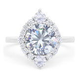 Art Deco Round Moissanite Halo Ring 925 Sterling Silver