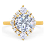 Vintage Style Round Natural Stone Halo Ring