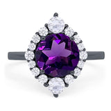 Vintage Style Round Natural Stone Halo Ring