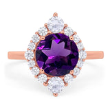 Vintage Style Round Natural Stone Halo Ring