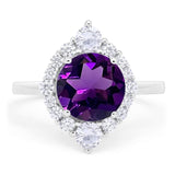 Vintage Style Round Natural Stone Halo Ring