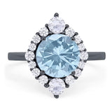 Vintage Style Round Natural Stone Halo Ring