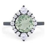 Vintage Style Round Natural Stone Halo Ring