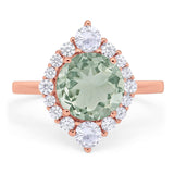 Vintage Style Round Natural Stone Halo Ring