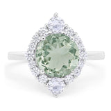 Vintage Style Round Natural Stone Halo Ring