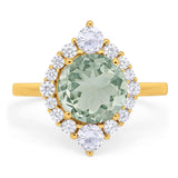 Vintage Style Round Natural Stone Halo Ring