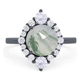 Vintage Style Round Natural Stone Halo Ring