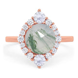 Vintage Style Round Natural Stone Halo Ring