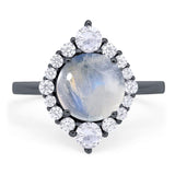 Vintage Style Round Natural Stone Halo Ring