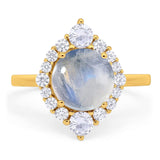 Vintage Style Round Natural Stone Halo Ring